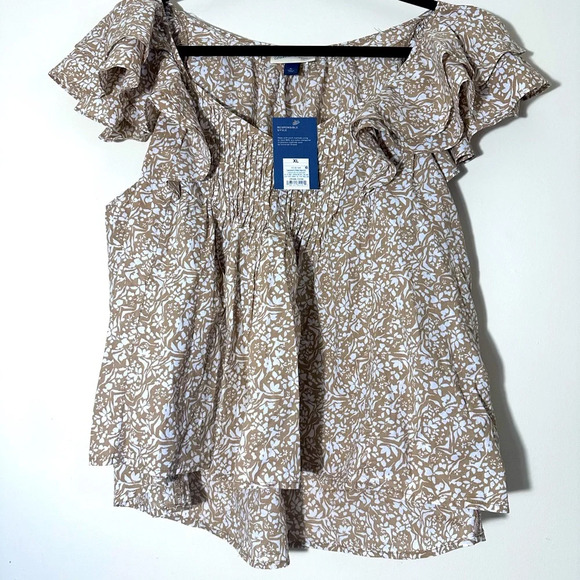 Universal thread floral ruffle short sleeve blouse size XL NWT - Picture 5 of 10